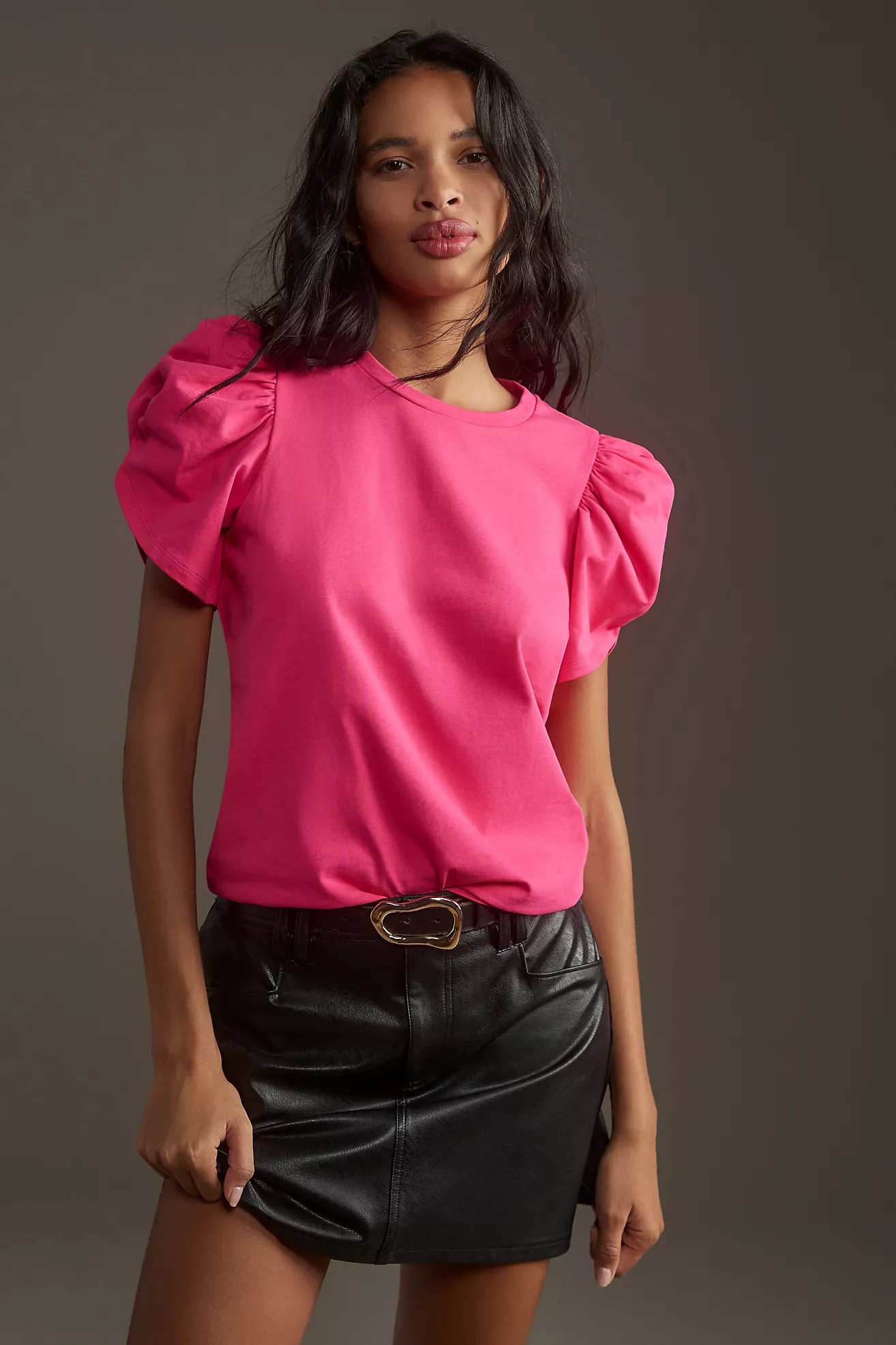 English Factory Shirred Puff-Sleeve Tee | Anthropologie (US)