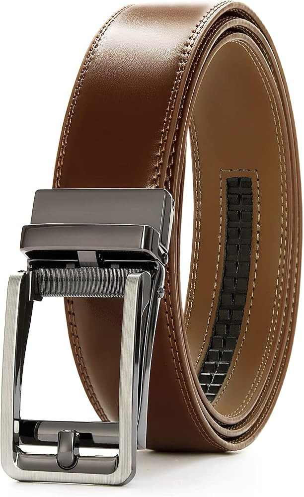 28"-68" Men's Leather Ratchet Dress Belt Big And Tall With Automatic Buckle | Amazon (US)