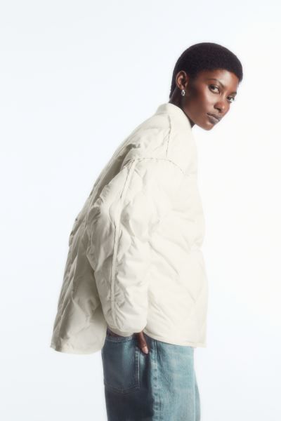OVERSIZED QUILTED JACKET - OFF-WHITE - DAMES | H&M NL | H&M (DE, AT, CH, NL, FI)