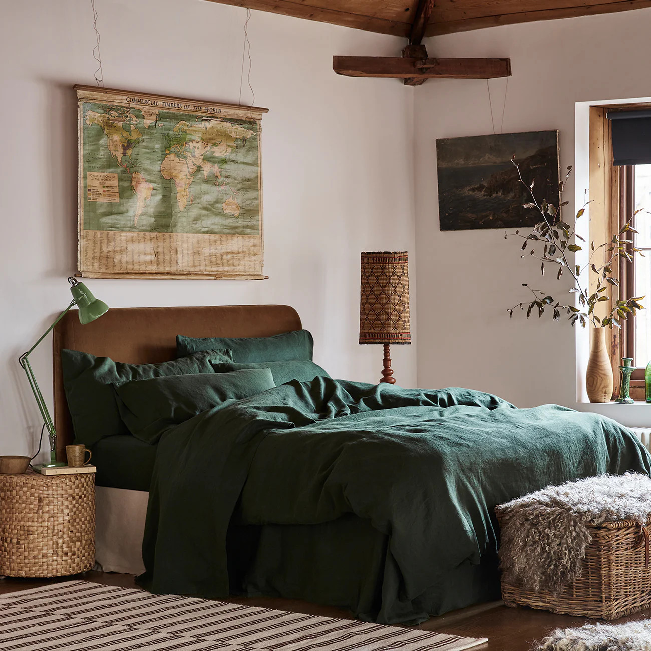 Fern Green 100% Linen Duvet Cover | Piglet