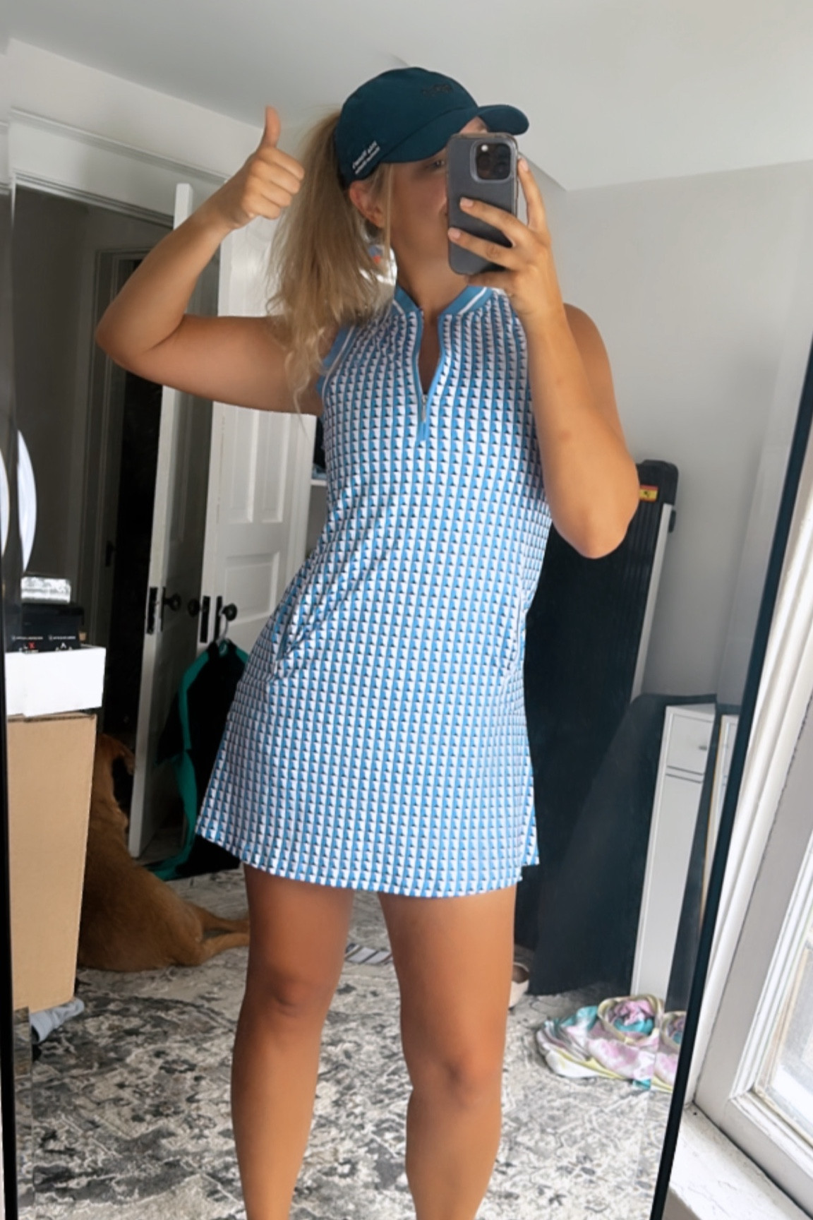 Wearing a medium in this golf dress! The pattern on it is purple semi circles - the filter makes it looks very light blue; but it’s more of a periwinkle, darker blue! It’s so pretty and flattering. It has pockets and shorts underneath! 

#LTKMidsize #LTKFitness #LTKActive