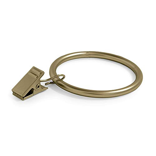 Ivilon Drapery Curtain Clips with Rings - Set of 14 Decorative Drapery Rings Curtain Clip Rings with Strong Clips 2" Diameter - Color Warm Gold | Amazon (US)