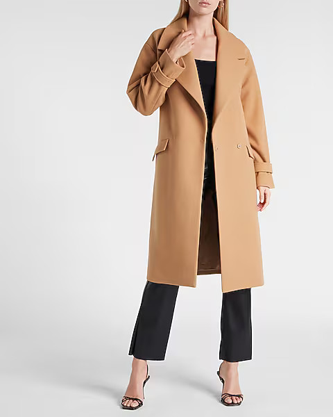 Belted Wrap Front Faux Wool Coat | Express