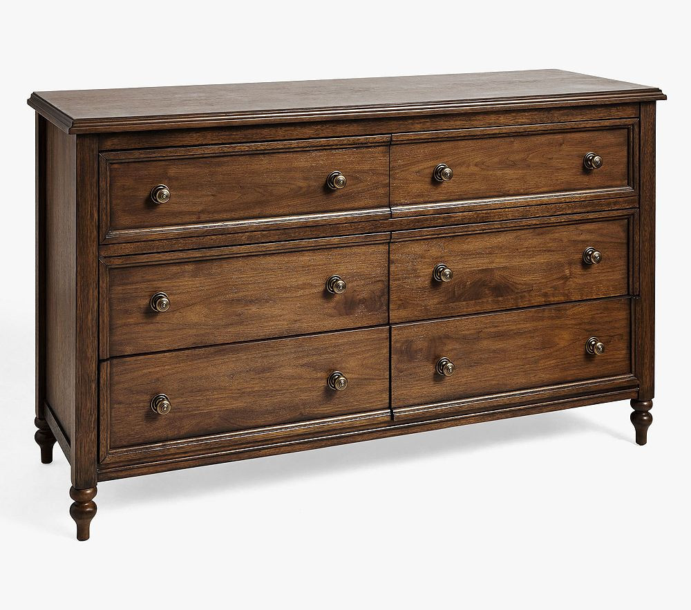 Chris Loves Julia Turned Wood Extra-Wide Dresser, Heritage Walnut | Pottery Barn Kids