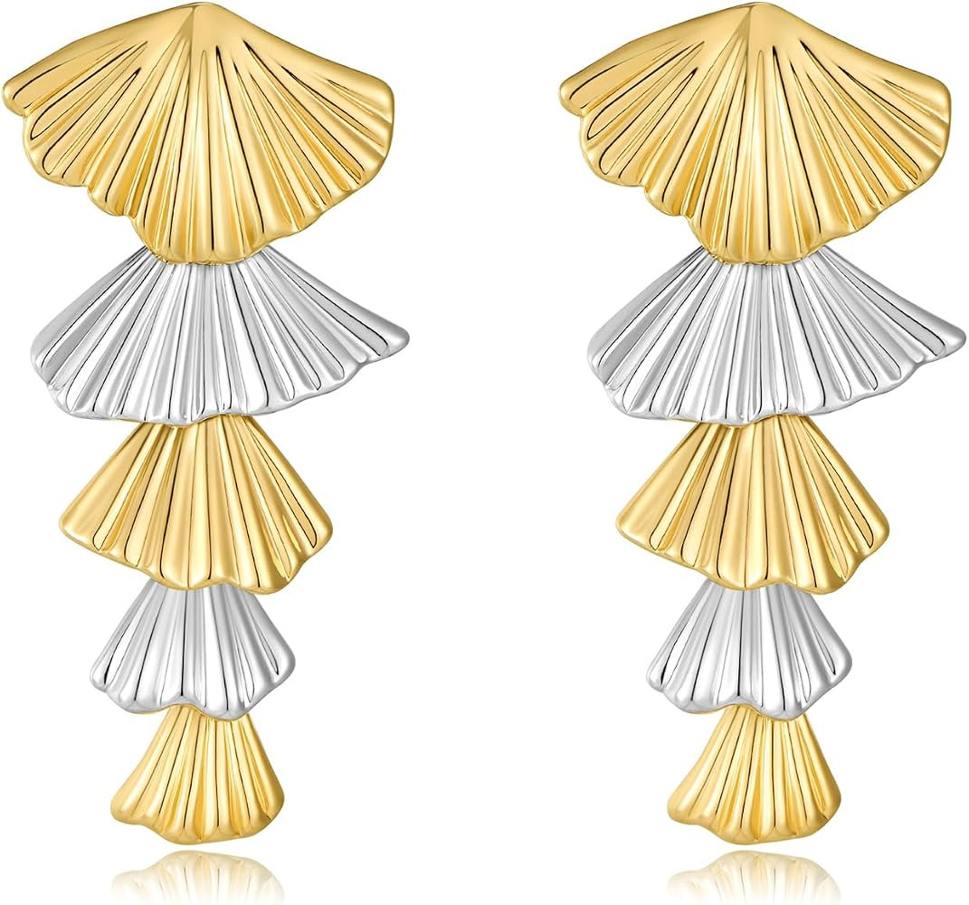 Gold/Silver Shell Dangle Earrings for Women Seashell Drop Dangle Earrings Ocean Beach Earrings Su... | Amazon (US)