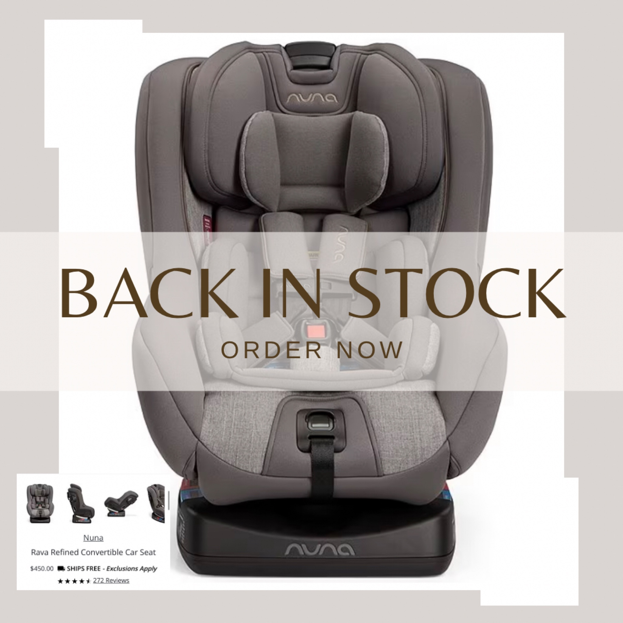 Nuna Rava back in stock . $100 off . Refined. Convertible . Car seat. Baby. Infant. Kids. 

#LTKkids #LTKbaby #LTKbump