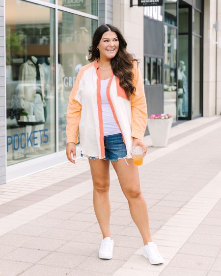 Finally found some true cut off shorts for curvy girls and they have an elastic waistband in the back!! Can you say comfy?! Also linking this fun summer coverup shirt that comes in a ton of colors.

Wearing an XL in everything.

#midsizestyle #summerfashion #summerstyle #midsizefashion  #denimshorts 

#LTKunder50 #LTKSeasonal #LTKcurves