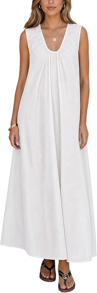 KFUBUO Sundresses for Women 2026 Casual Summer Dresses Sleeveless Maxi Vacation Beach Dress | Amazon (US)