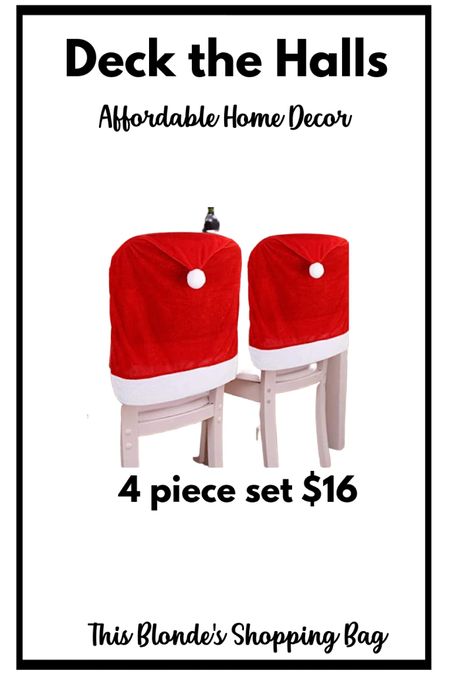 Set of 4 chair covers only $16 

#LTKhome #LTKSeasonal #LTKHoliday