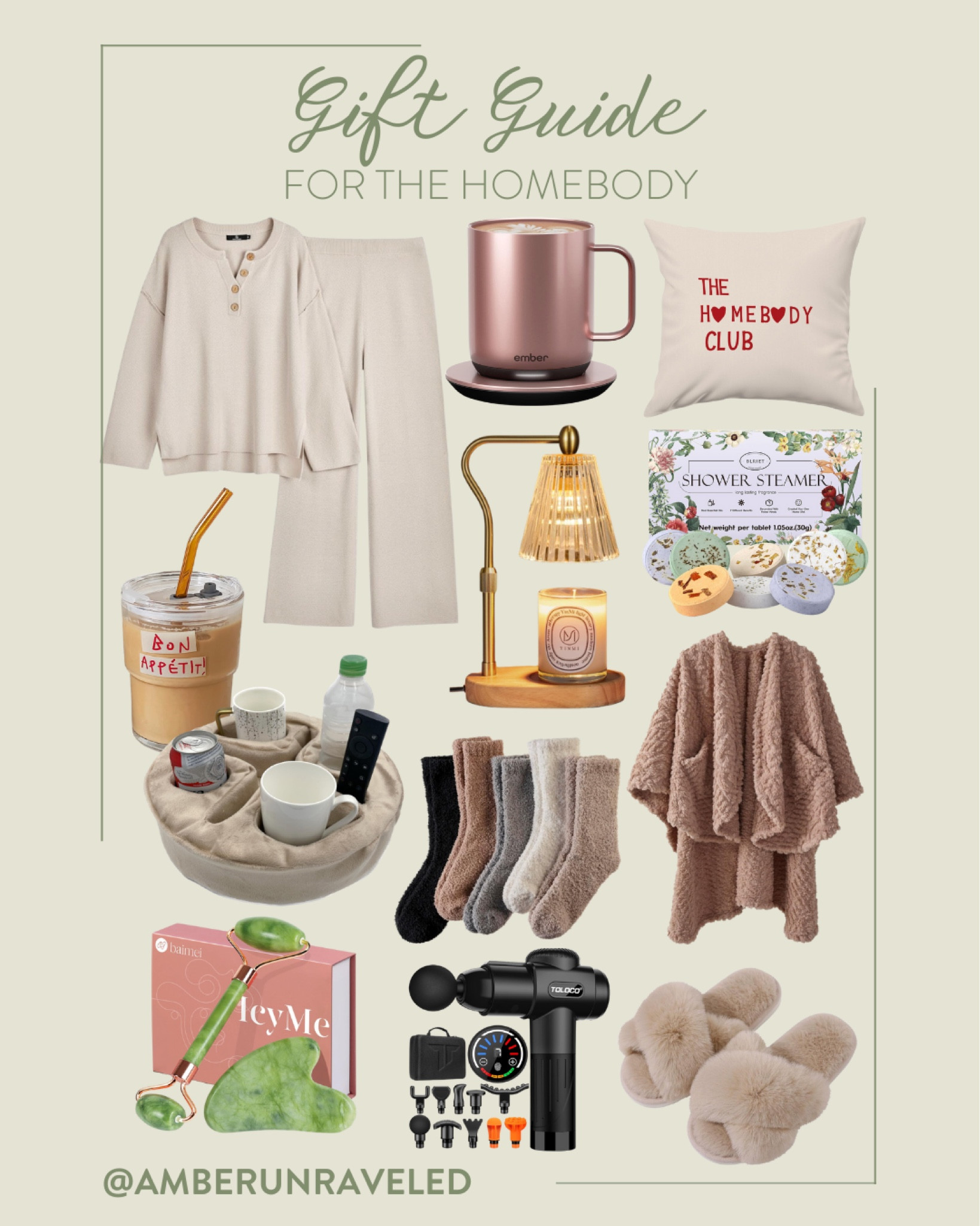 I've rounded up some of my favorite gift ideas that are sure to make any homebody happy: comfy lounge sets, mug heater, scented shower steamers, multifunctional couch and bed cup, cozy socks, face roller & gua sha, handgun massager, and more!
#affordableclothes #fashioninspo #selfcare #homefinds

#LTKGiftGuide #LTKHome #LTKFindsUnder50