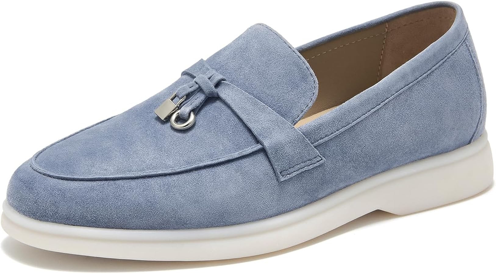Amazon.com | BEAU TODAY Suede Loafers Flats for Women, Women\u2019s Slip On Penny Loafers, Leathe... | Amazon (US)