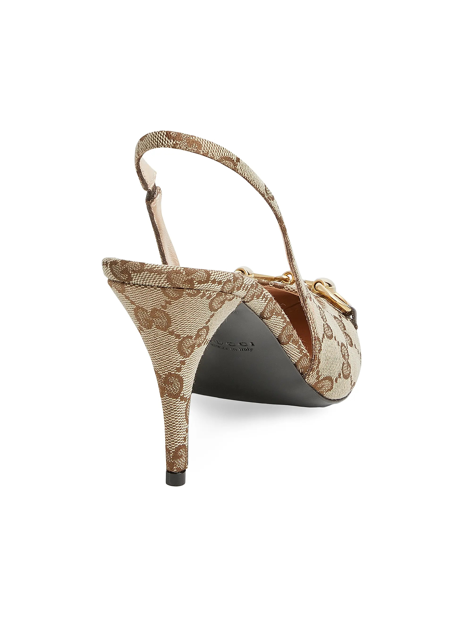 85MM Horsebit GG Canvas Slingback Pumps | Saks Fifth Avenue