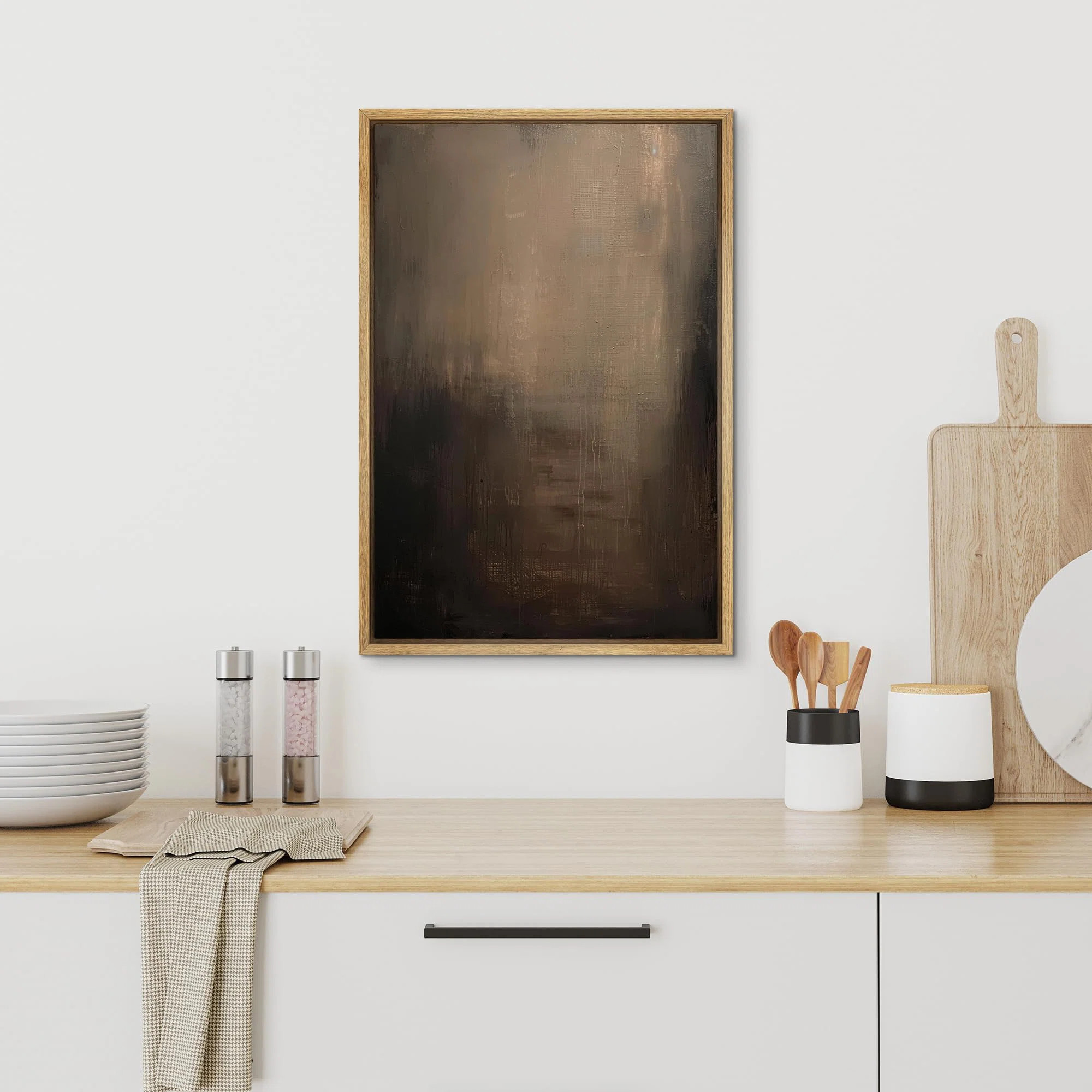 IDEA4WALL Minimal Landscape " Moody Abstract Textured Dark Brown Shades " Artwork Framed Canvas P... | Wayfair North America