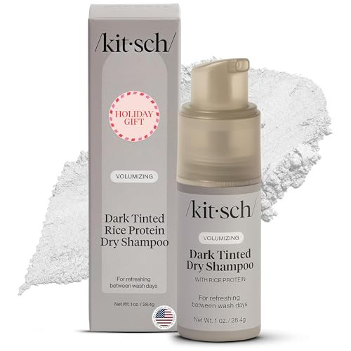 Kitsch Volumizing Rice Protein Dry Shampoo Powder - Dry Shampoo for Women & Men, Dark Hair, No White Cast, Absorbs Oil, Non-Greasy, Fragrance Free, Travel Size | Ideal Gifts for Women- Dark Tinted 1oz | Amazon (US)