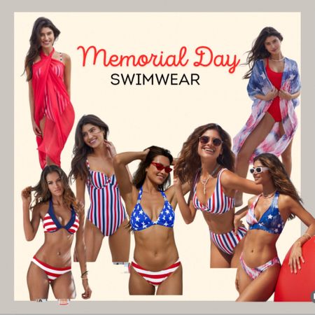 MDW swimwear Memorial Day red and blue bathing suits coverups 