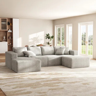 137" Comfy Cloud Modular Sectional Couch with 2 Ottoman,Modern Minimalist Upholstered Couches, Comfort U Shaped Sofa for Living Room,Deep Seat Corner | Wayfair North America
