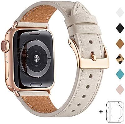 Bestig Band Compatible for Apple Watch 38mm 40mm 42mm 44mm, Genuine Leather Replacement Strap for... | Amazon (US)