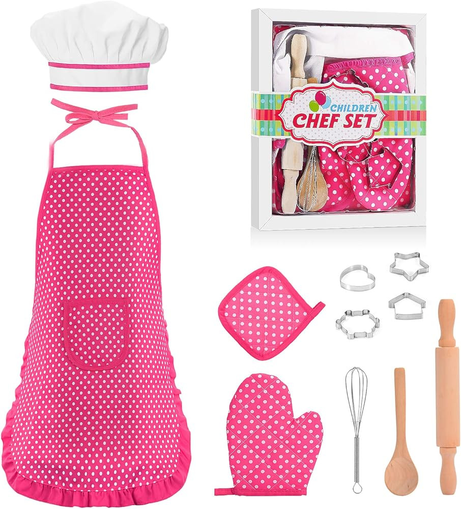 Gifts for 2-8 Year Old Girls Boys,Chef Costume Set Kids Apron for Girls Toddler Birthday Xmas Gif... | Amazon (US)