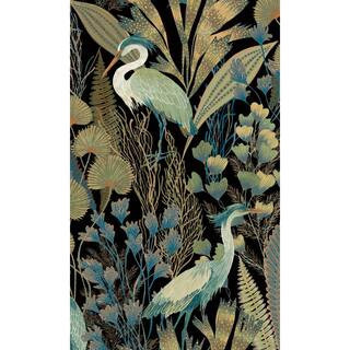 Black Heron Birds Tropical Printed Non-Woven Paper Non Pasted Textured Wallpaper 57 sq. ft. | The Home Depot