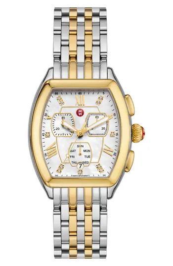 MICHELE Releve Diamond Two-Tone Bracelet Watch, 45mm - 0.04ct. in 2T Silver/gold at Nordstrom Rac... | Nordstrom Rack