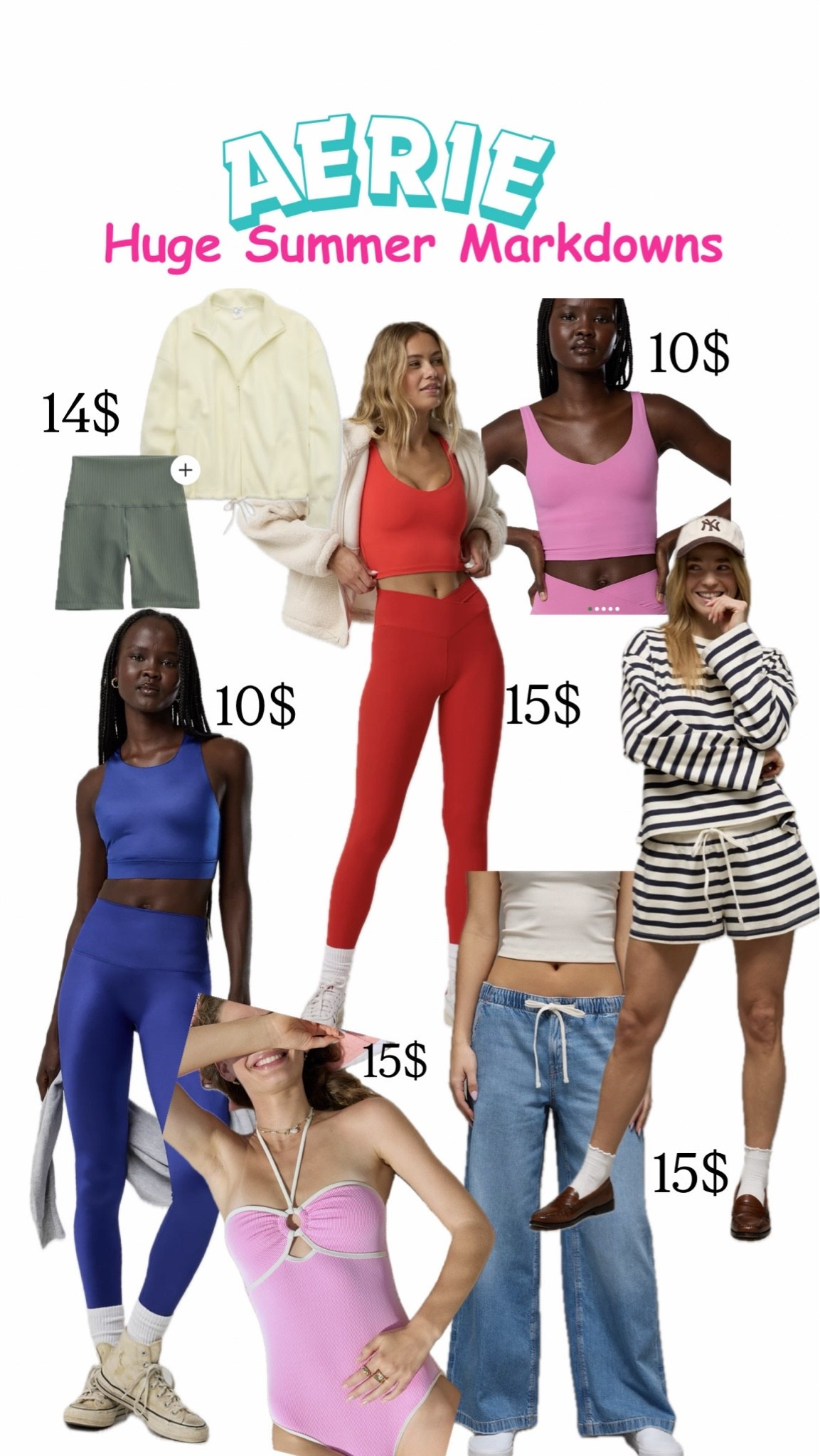Some of the biggest major markdowns in aerie! Website is all marked low, shorts as low as 10-15$ and workout tops as low as 10$

#LTKsummer #LTKsale #LTKfitness