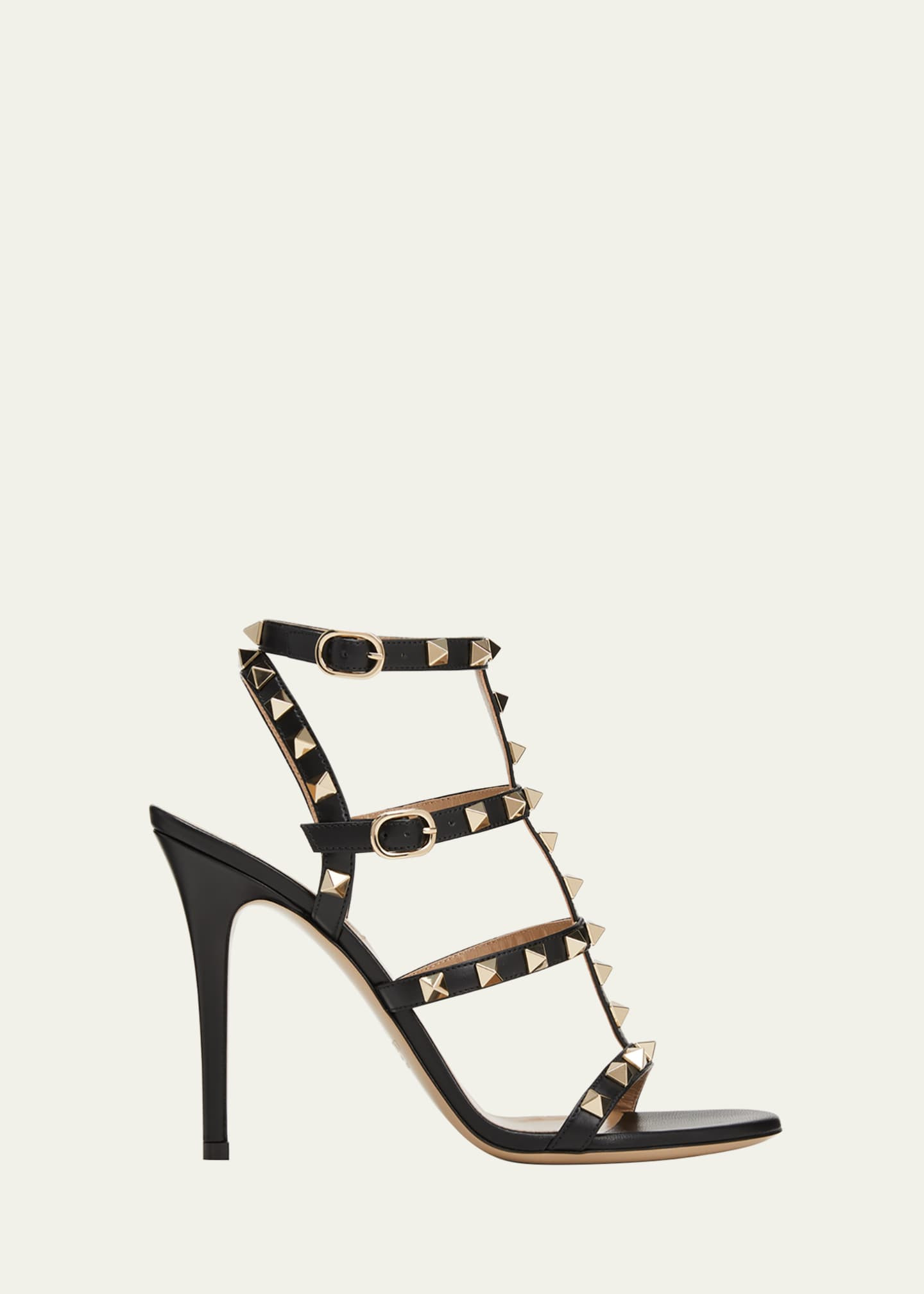 Rockstud 105mm Caged Leather High-Heel Sandals | Bergdorf Goodman