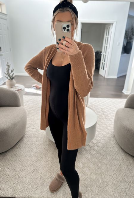 Linking similar for this casual maternity look 

(Bump friendly, bump outfits, pregnancy, mom to be, comfy outfit, cozy outfit, sale finds, slippers, uggs, headband, black headband, target finds, cardigan, black onsie, black jumpsuit, black bodysuit, madewell, brown sweater, winter fashion, 16 weeks, baby bump) 

#LTKfindsunder50 #LTKfindsunder100 #LTKstyletip