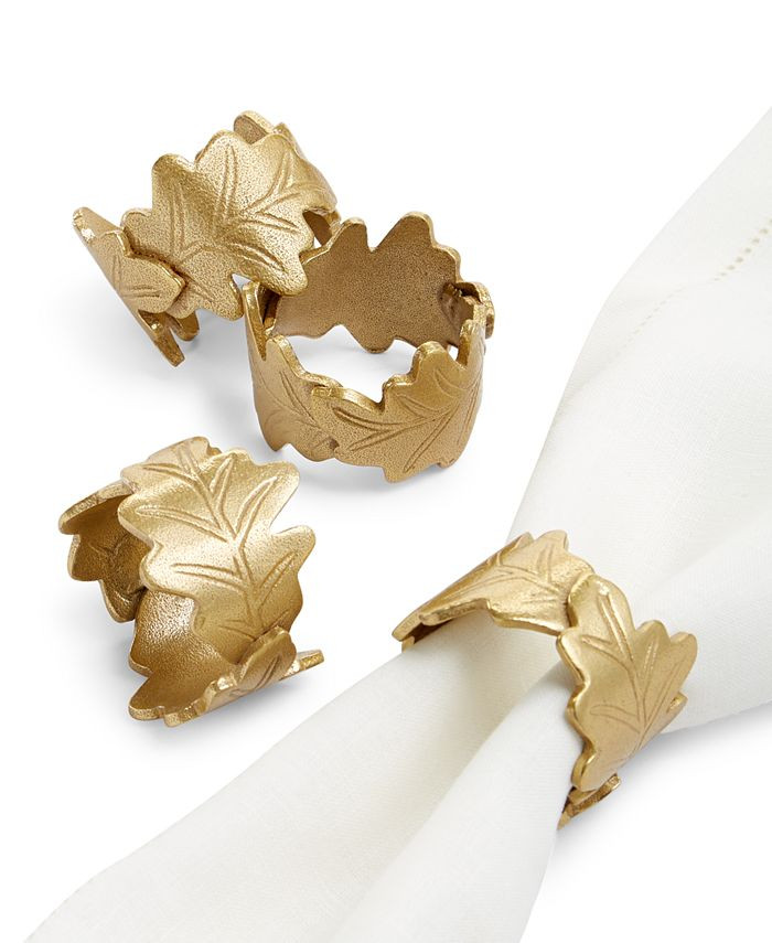 Martha Stewart Collection Harvest Leaf Napkin Rings, Set of 4, Created for Macy's & Reviews - Tab... | Macys (US)