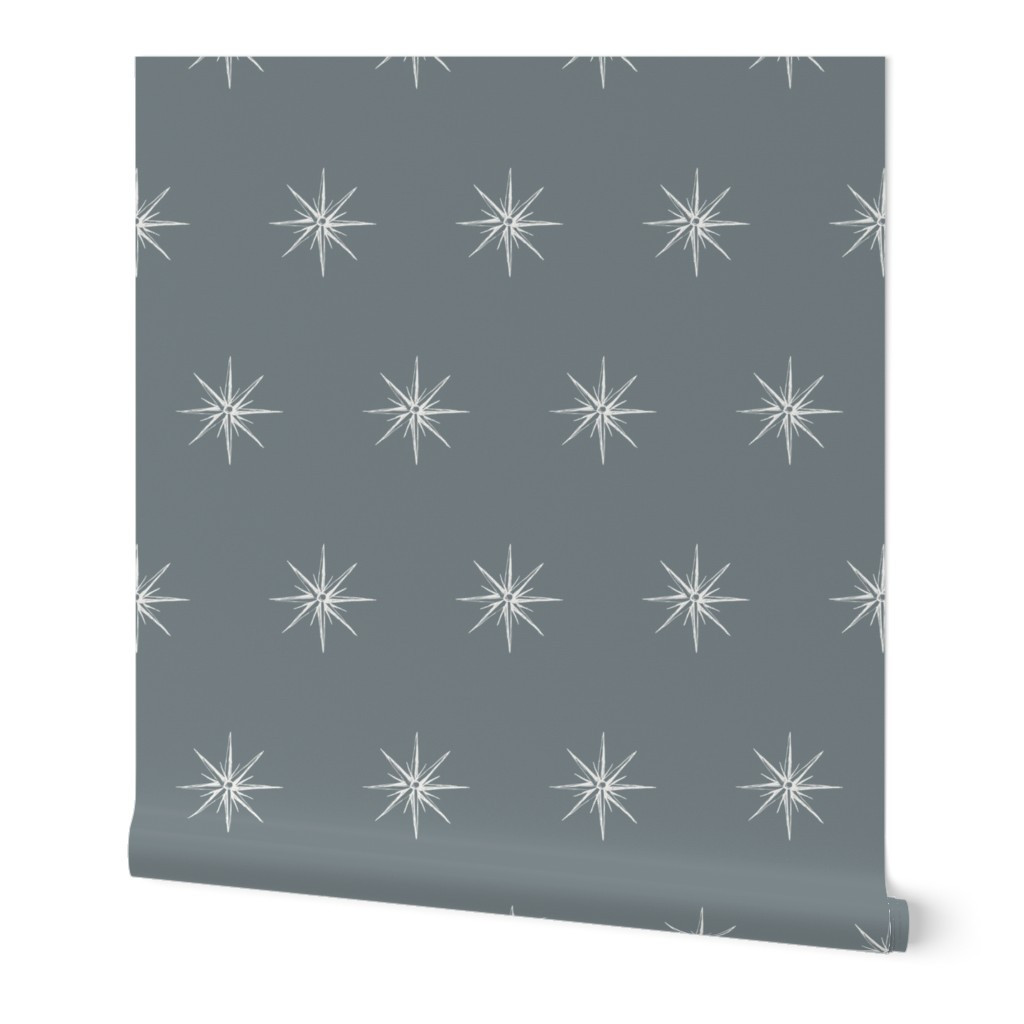 Wallpaper in Nautical Star Compass Map Icons for Coastal Homes in Denim Blue | Spoonflower