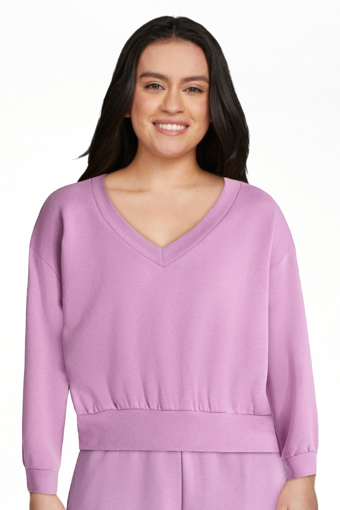 No Boundaries V-Neck Fleece Cropped Sweatshirt, Women's | Walmart (US)