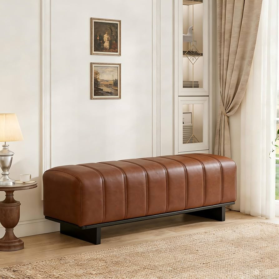 Christopher Knight Home Lamie Faux Leather Upholstered Dining Bench, Wooden Entryway Bench, Long ... | Amazon (US)