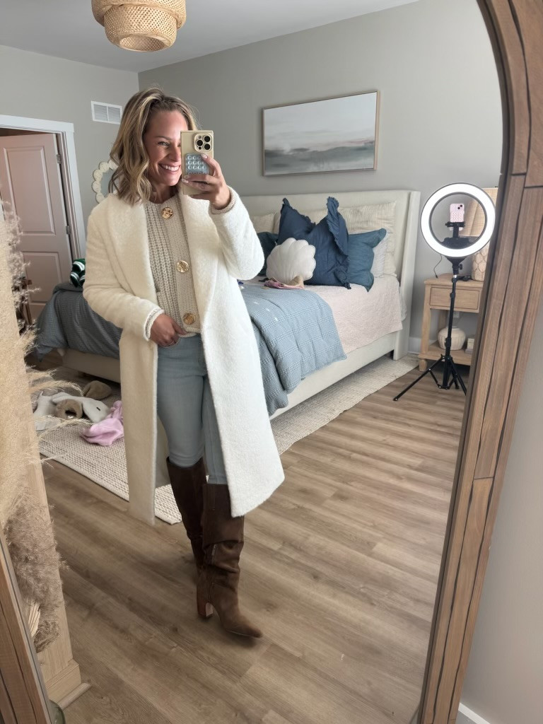 The perfect winter outfit! Could even wear to work or swap out the denim for slacks to elevate it✨

winter outfit idea, long blazer, long white blazer, express blazer, old navy denim, skinny jeans, tall boots, nordstrom boots, shoe sale, boots on sale, amazon sweater, sweater under $35, Claire Tammaro 

 

#LTKFindsUnder50 #LTKFindsUnder100 #LTKStyleTip