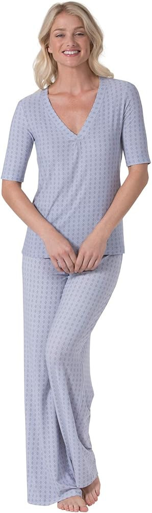 PajamaGram Silky Bare Women's Sleepwear - Naturally Smooth Womens Pajamas Half Sleeve PJ Set | Amazon (US)
