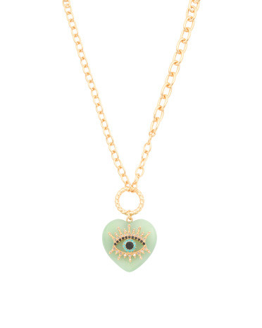 Evil Eye Heart Stone Pendant Necklace | TJ Maxx
