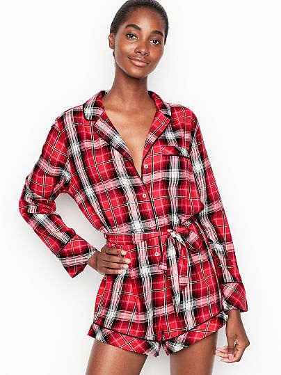 Flannel Tie Romper | Victoria's Secret (US / CA )