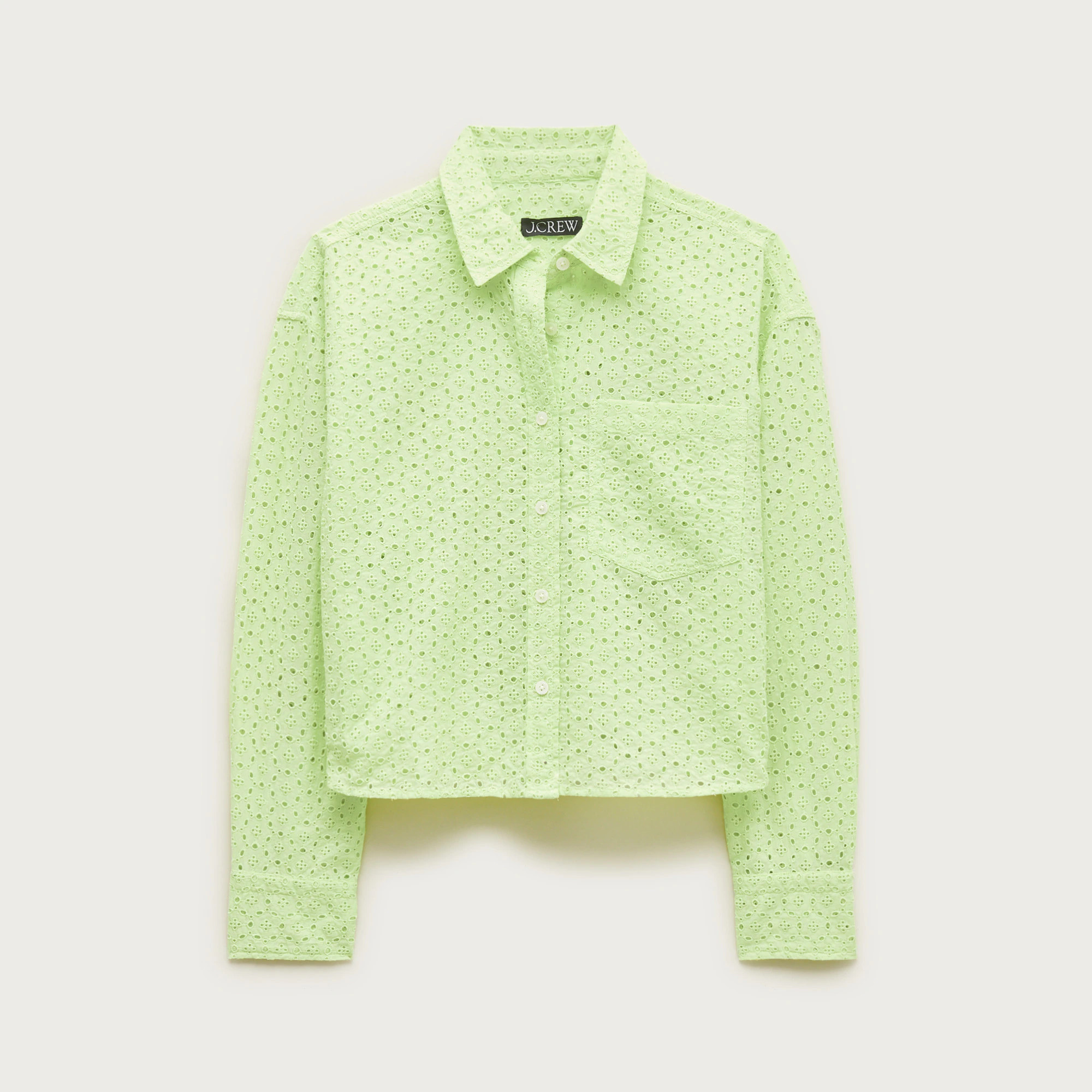 Étienne cropped eyelet button-up shirt in cotton poplin | J. Crew US