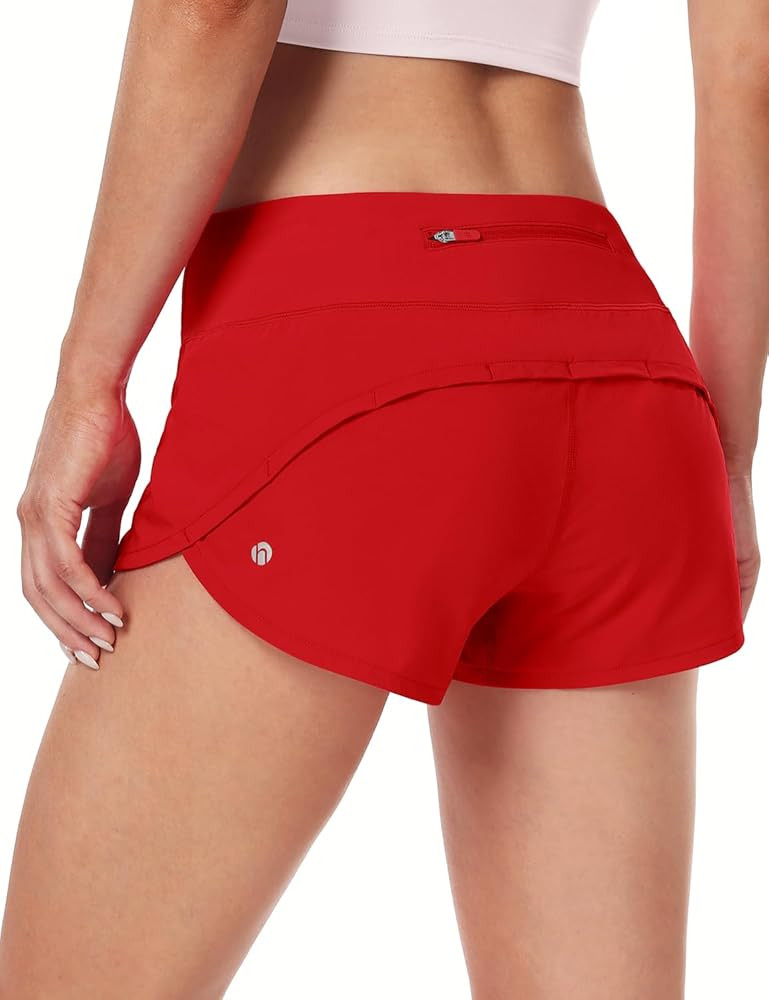 HeyNuts Focus Running Shorts for Women, Low Waisted Athletic Shorts Lined Workout Shorts with Zip... | Amazon (US)