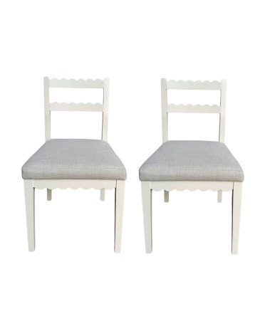 Set Of 2 18.75x33.75 Wooden Scalloped Dining Chairs | TJ Maxx