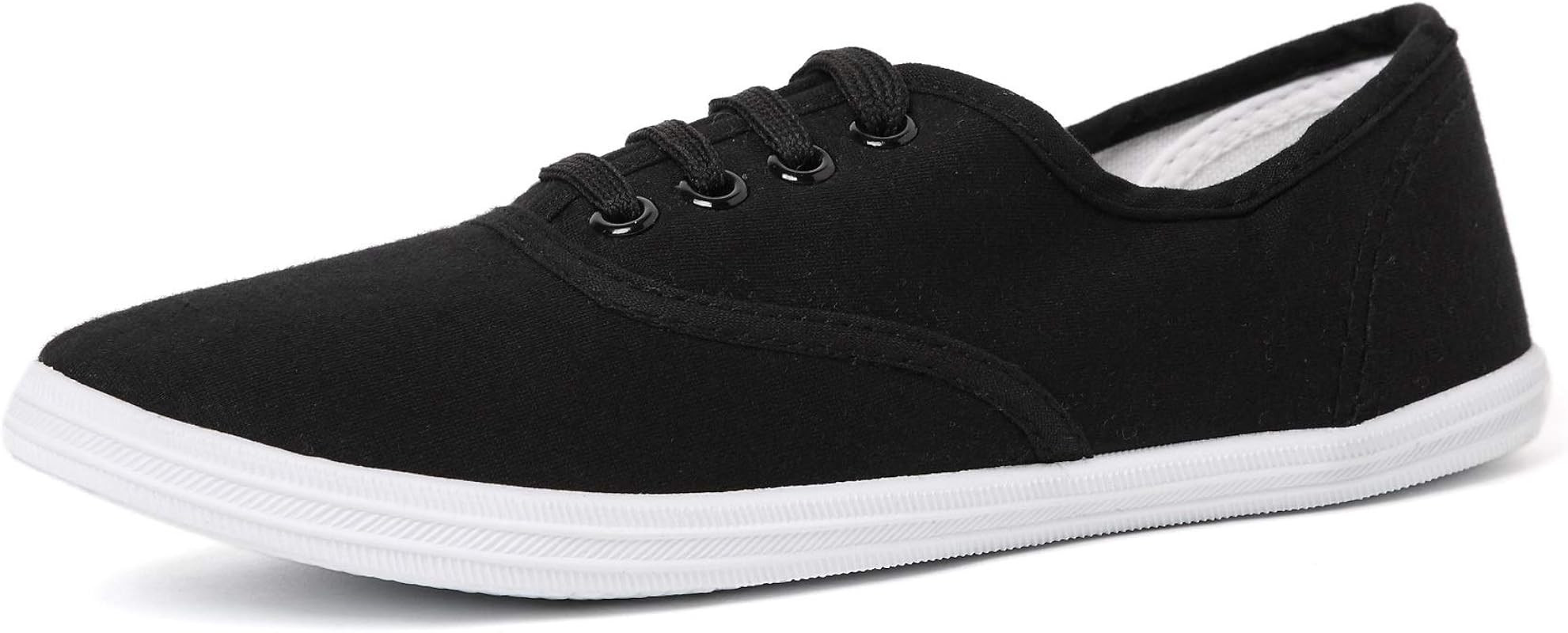 VenusCelia Women's Rainbow Canvas Lace Up Sneaker | Amazon (US)