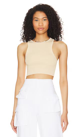 Claudia Cropped Knit Tank in Beige | Revolve Clothing (Global)