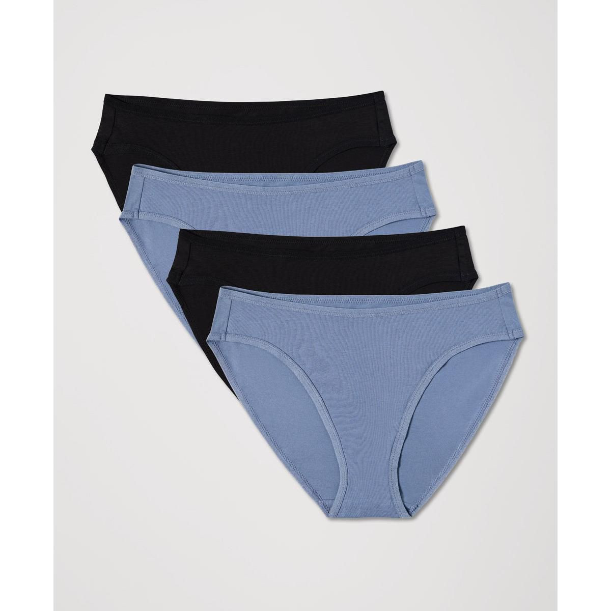 Pact Women's Organic Cotton Everyday Classic Fit Bikini Underwear 4-Pack Black/Iris Blue Medium | Target