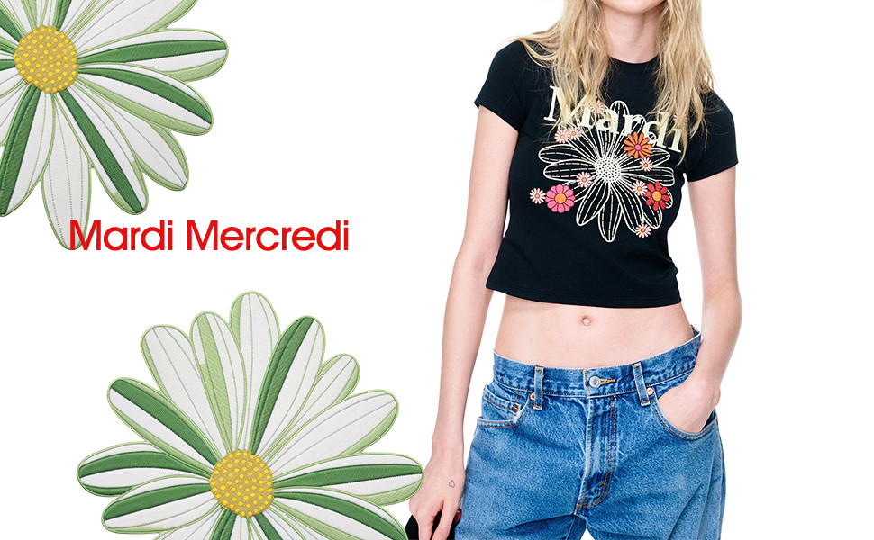 mardi mercredi Women's FLOWERMARDI Blossom Ultra-Cropped Slim Fit Graphic T-Shirt, Multi-Flower P... | Amazon (US)