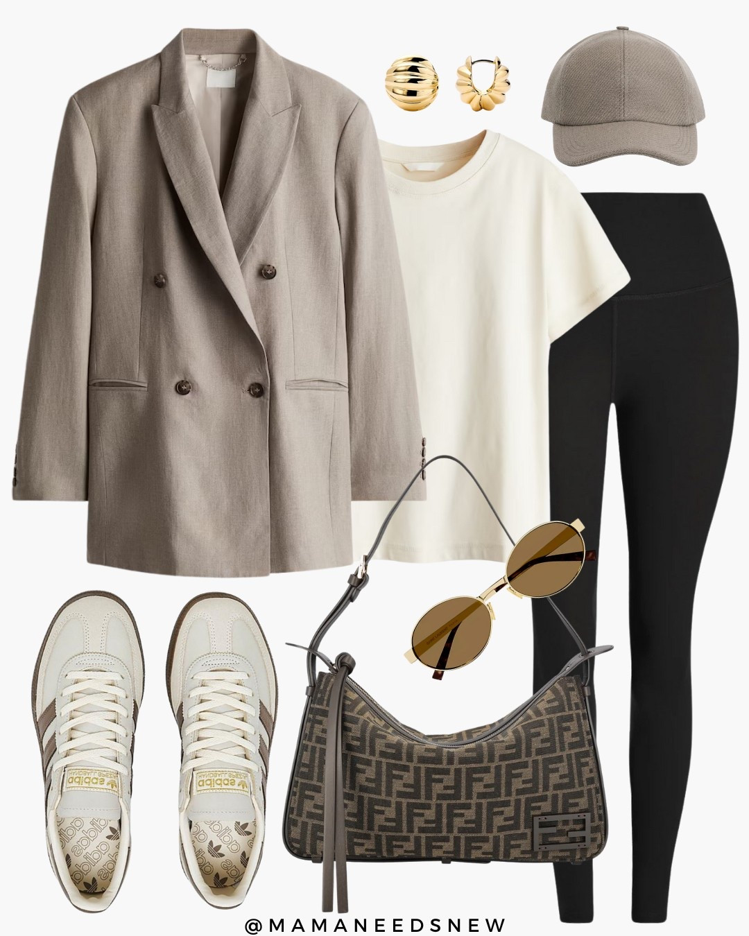 A casual spring outfit with a blazer, oversized tshirt, leggings, shoulder bag, cap & sneakers 🤎

#LTKSaleAlert #LTKSpringSale #LTKStyleTip