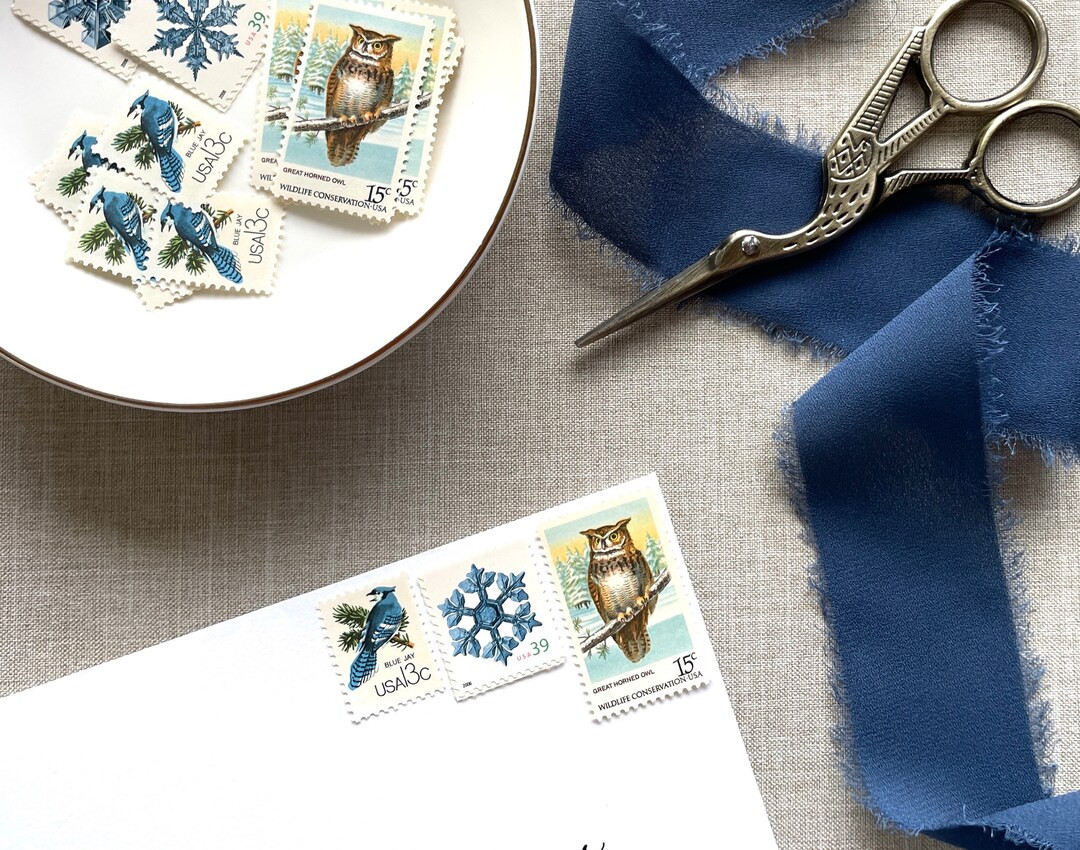 Vintage Unused Winter Owl Snowflake Holiday Postage Set  /  For 10 Letters  /  Holiday Card USPS ... | Etsy (US)