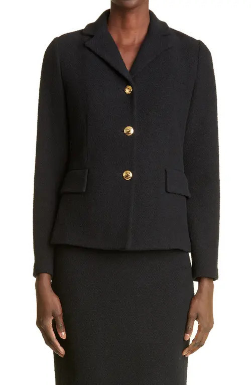 ST. JOHN Bouclé Knit Jacket in Black at Nordstrom, Size 14 | Nordstrom