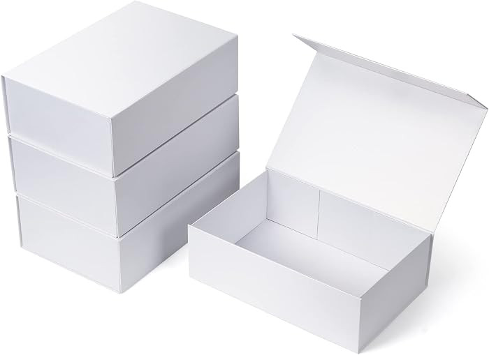 4 Pack 12x8x4 Inches Gift Boxes White Magnetic Box | Amazon (US)