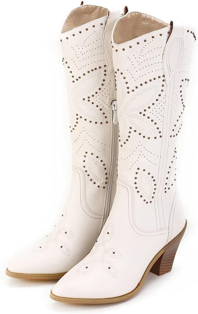 Women's 'Hornsby' White Studded Western Boots | Amazon (US)