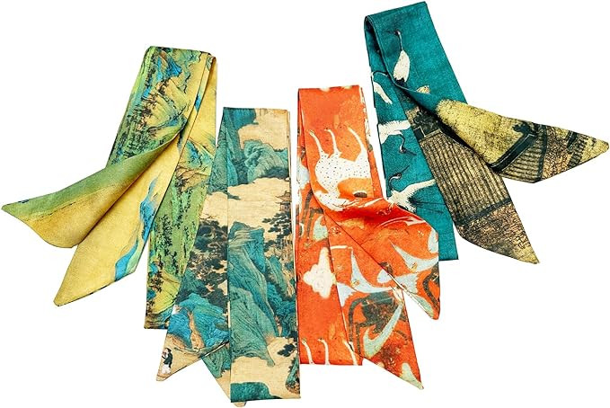 4pcs Purse Scarf For Handbags Silk Head Scarf For Hair Fashion Skinny Scarf For Women Long Necker... | Amazon (US)