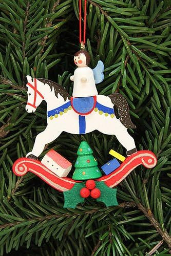 Amazon.com: Authentic German Erzgebirge Handcraft Tree Ornaments Tree Ornament Angel on Rocking H... | Amazon (US)