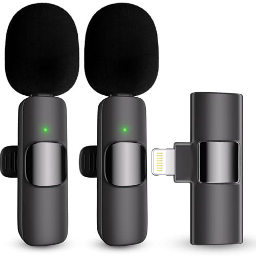 Professional Wireless Lavalier Lapel Microphone for iPhone, iPad, Cordless Omnidirectional Condenser Recording Mic for Video Recording, Live Streaming, Interview Podcast Vlog YouTube Tiktok(2 Pack) | Amazon (US)